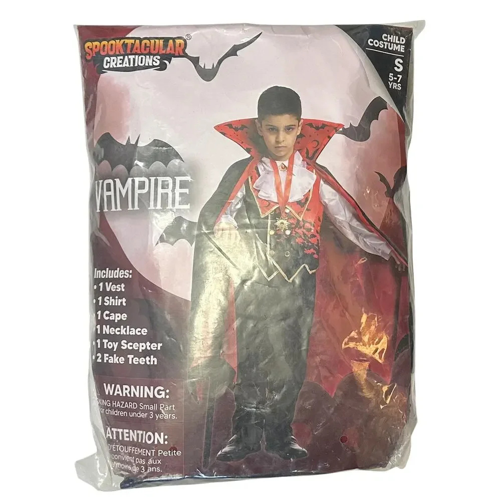 Spooktacular Creations Deluxe Vampire Halloween Costume Boy's Size S 5-7 Years
